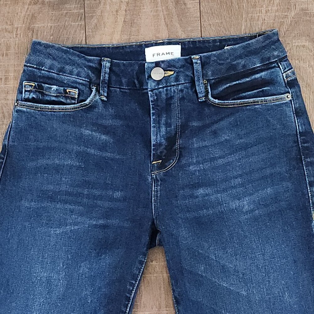 Frame Le Crop Mini Boot Raw Edge Jean Women's Size 26 Denim - Picture 4 of 9